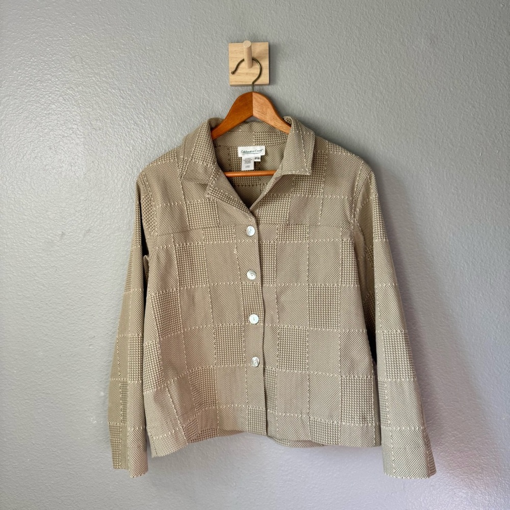 Coldwater Creek Patchwork Texture Jacket Beige Tan Women’s PS Petite Small